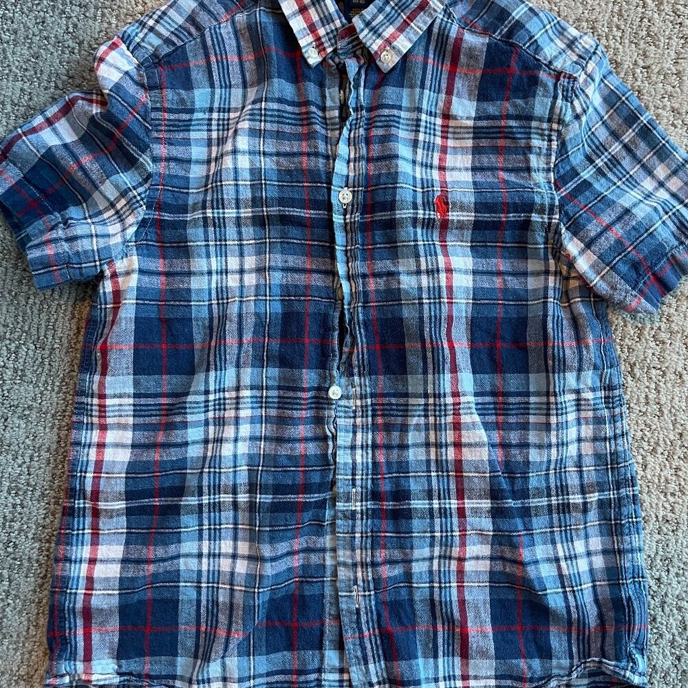 Ralph Lauren Boys Youth L linen  & cotton button down